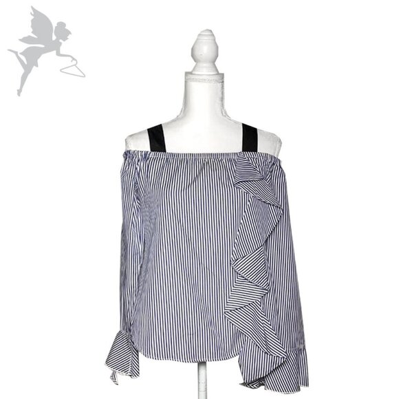 LEITH Grosgrain Ruffle Off-Shoulder top - Picture 3 of 8